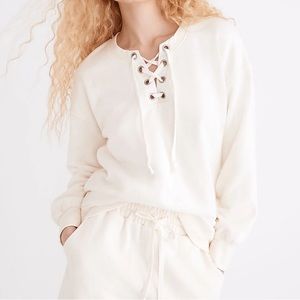 Madewell Cotton-Hemp Lace-Up Sweatshirt